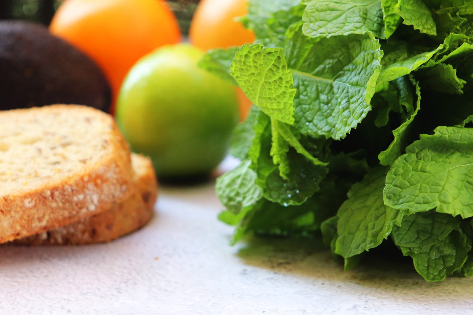 Citrus fruit & mint avocado toast