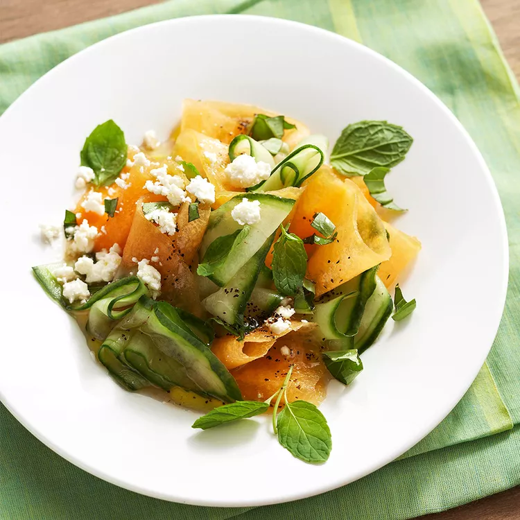 Fresh cantaloupe and cucumber salad